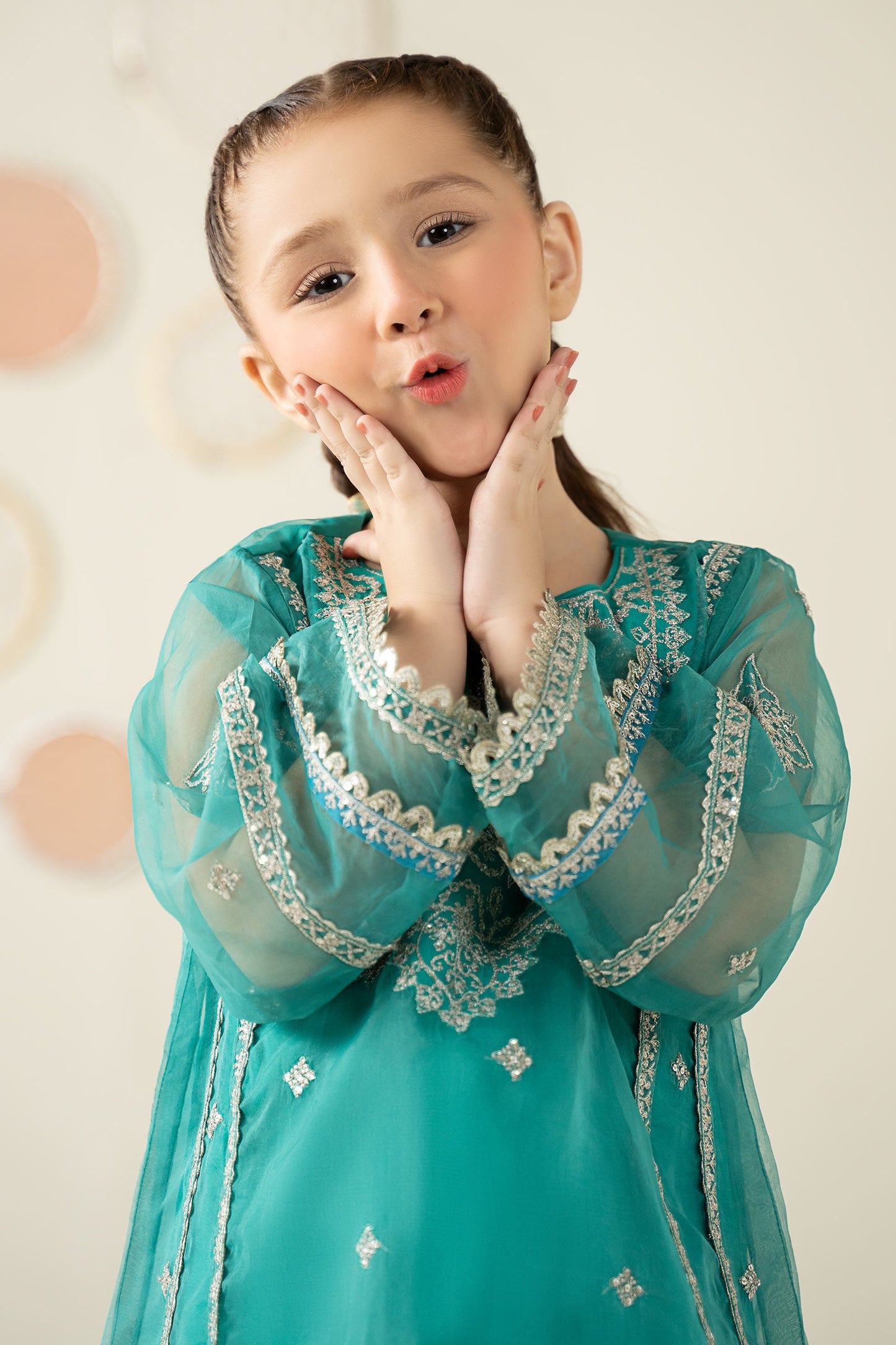 2 Piece Embroidered Organza Suit - Kids Clothing - available at Maria Faisal in UK and USA.