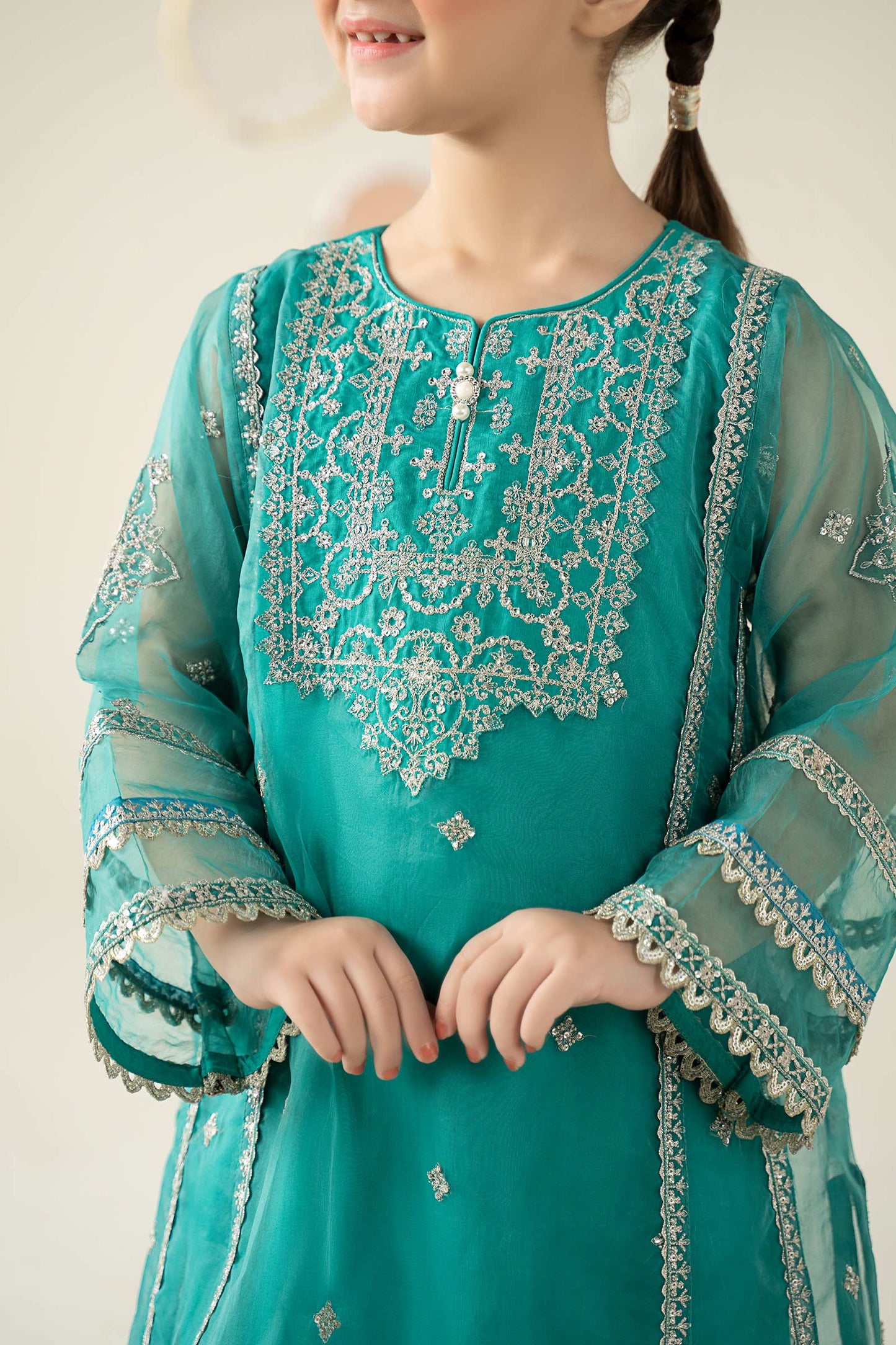 2 Piece Embroidered Organza Suit - Kids Clothes - available at Maria Faisal in UK and USA