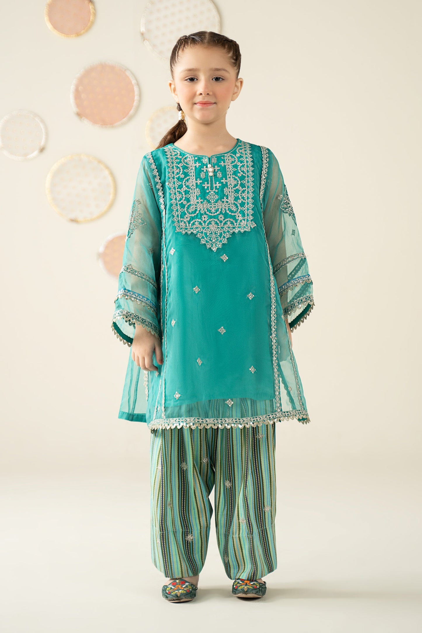 2 Piece Embroidered Organza Suit - Kids Clothes - available at Maria Faisal in UK and USA
