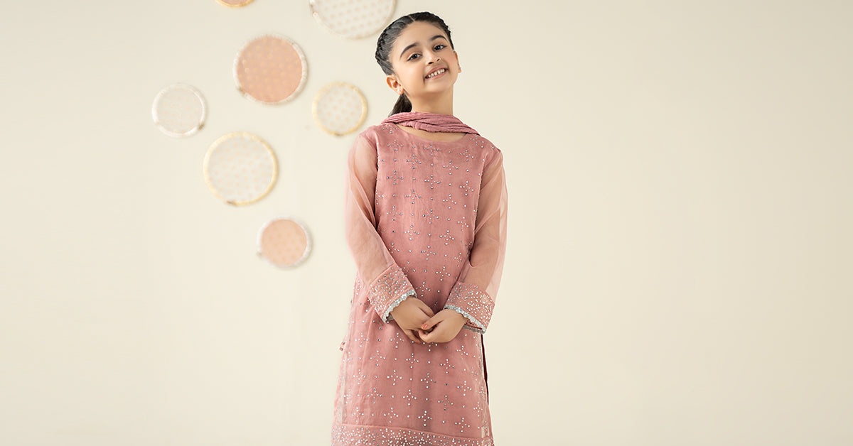 3 Piece Embellished Organza Suit - Festive Pakistani Kids Dresses - available at Maria Faisal in UK and USA