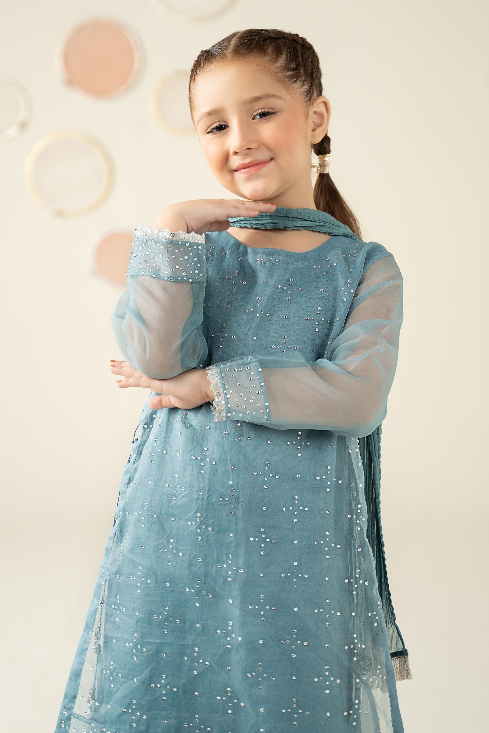 3 Piece Embellished Organza Suit - Kids Clothing - available at Maria Faisal in UK and USA.