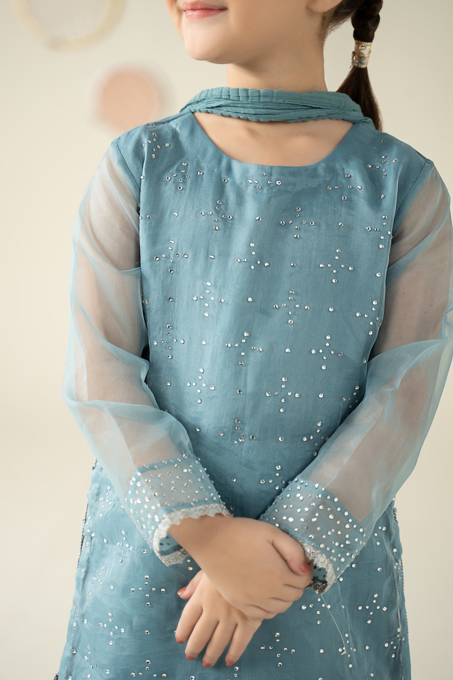 3 Piece Embellished Organza Suit - Kids Clothing - available at Maria Faisal in UK and USA.