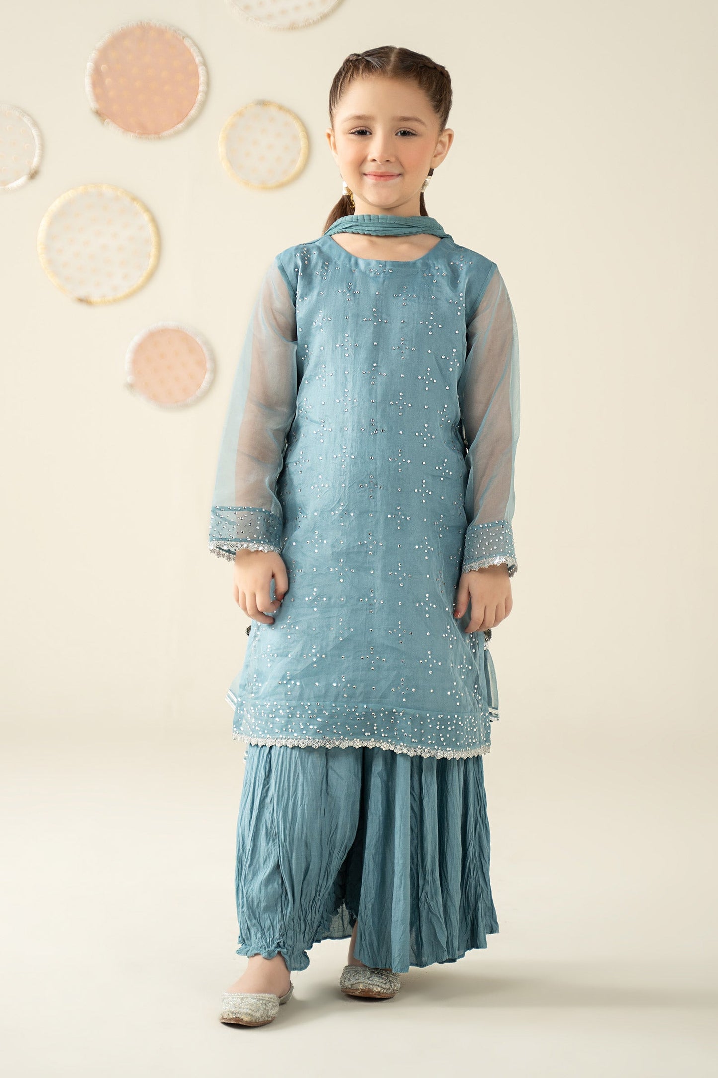 3 Piece Embellished Organza Suit - Festive Pakistani Kids Dresses - available at Maria Faisal in UK and USA