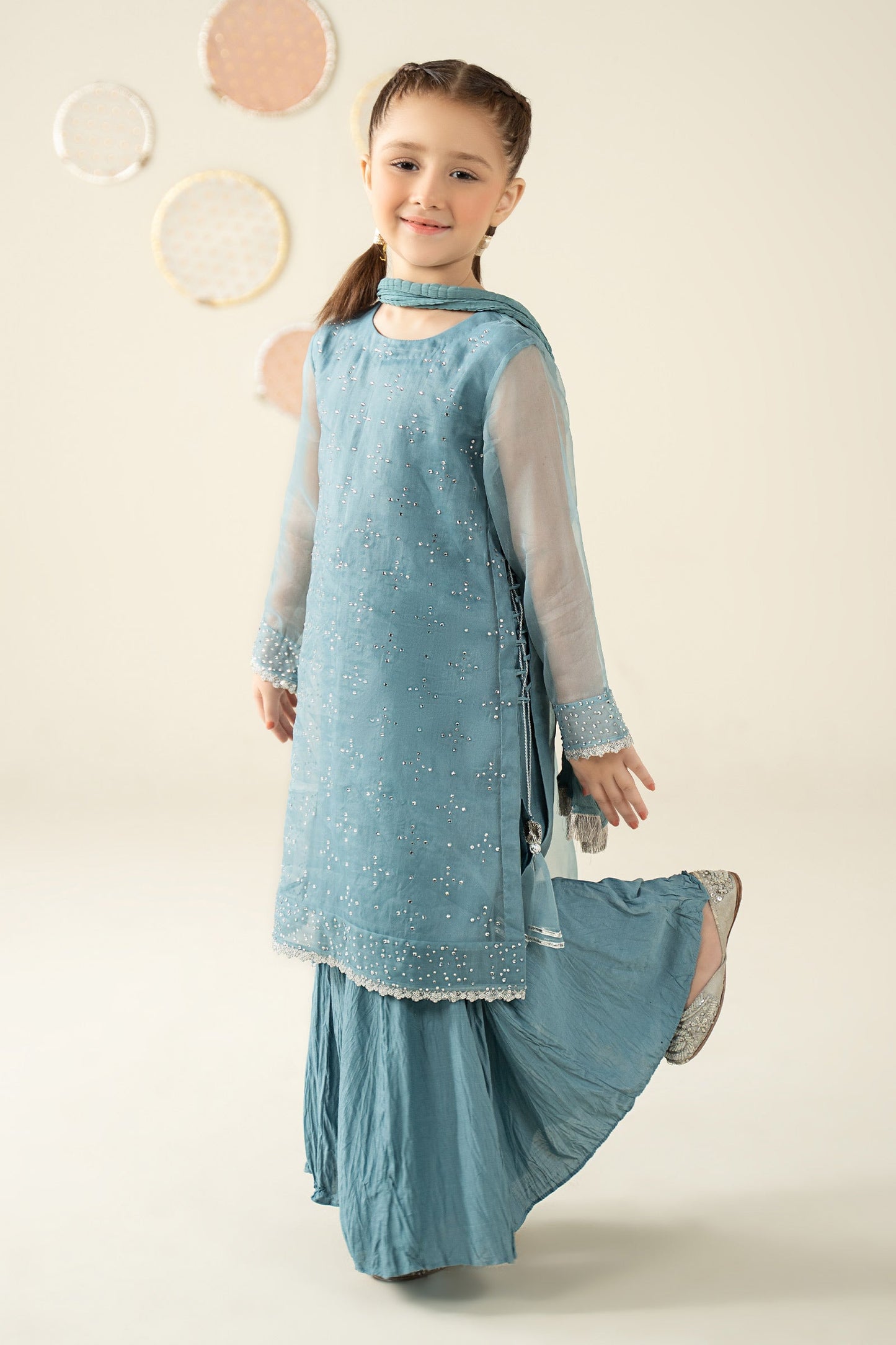 3 Piece Embellished Organza Suit - Festive Pakistani Kids Dresses - available at Maria Faisal in UK and USA