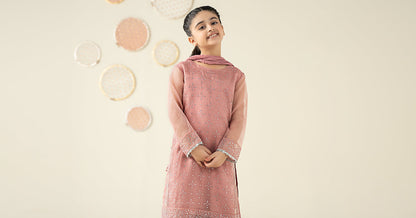 3 Piece Embellished Organza Suit - Kids Clothing - available at Maria Faisal in UK and USA.
