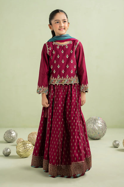 3 Piece Embroidered Silk Net Suit - Kids Clothes - available at Maria Faisal in UK and USA