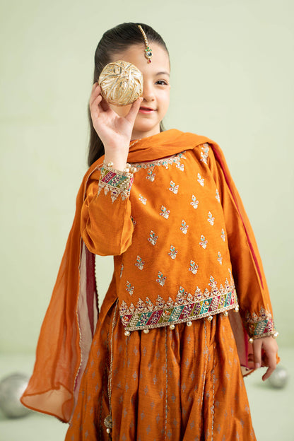 3 Piece Embroidered Silk Net Suit - Kids Clothes - available at Maria Faisal in UK and USA