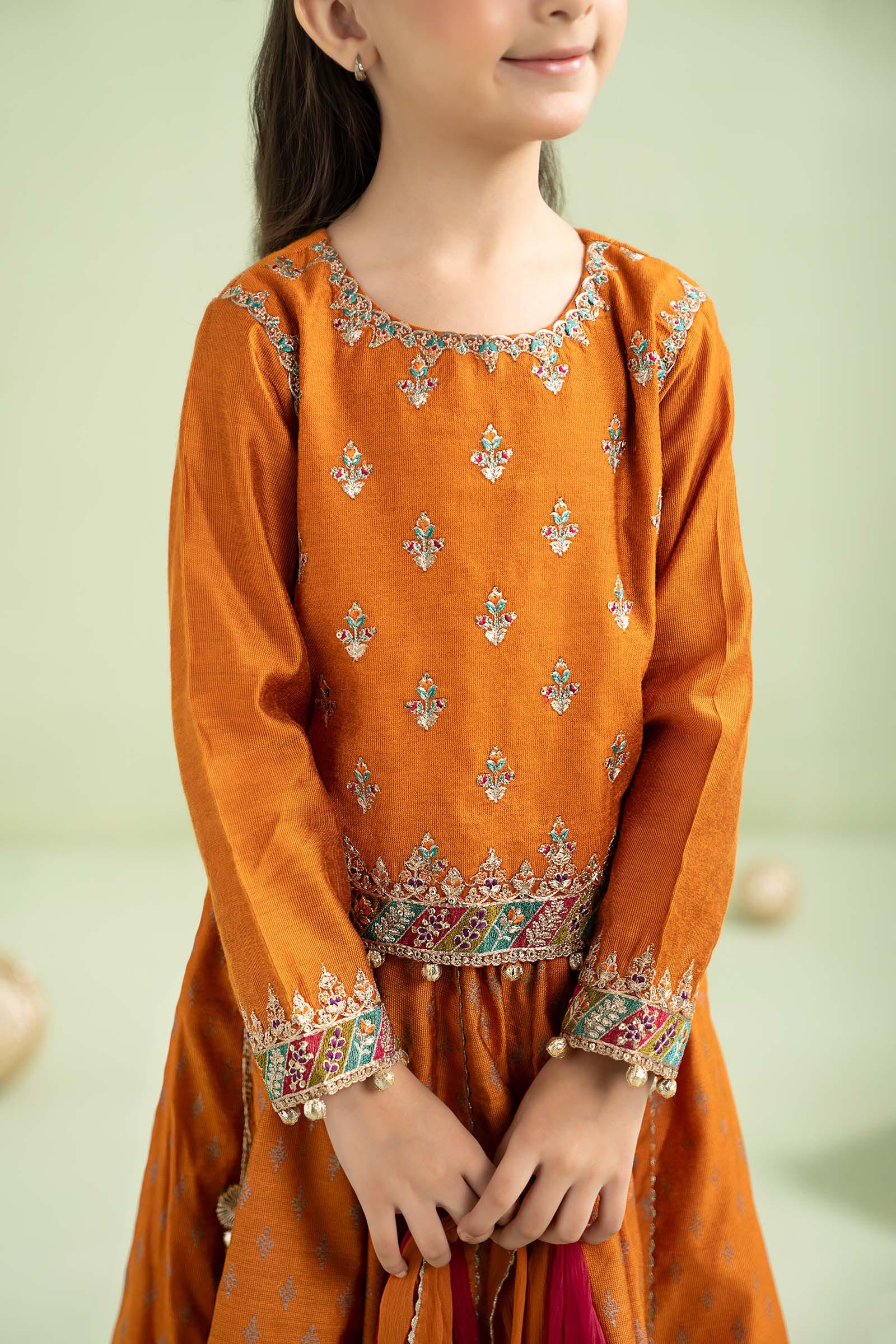 3 Piece Embroidered Silk Net Suit - Kids Clothes - available at Maria Faisal in UK and USA