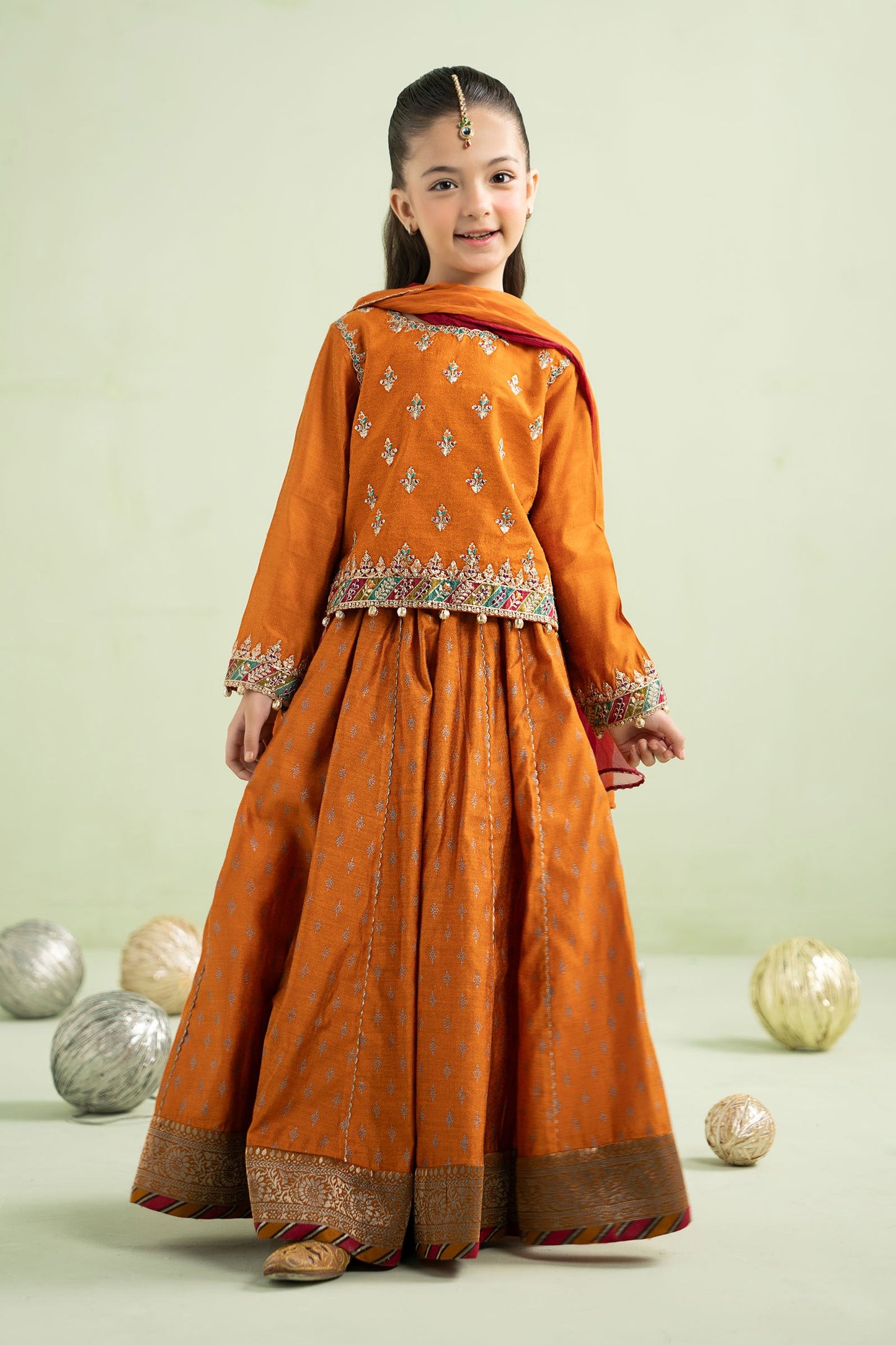3 Piece Embroidered Silk Net Suit - Kids Clothes - available at Maria Faisal in UK and USA