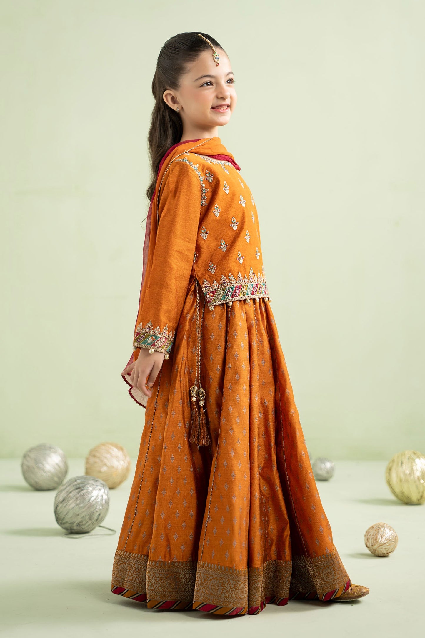 3 Piece Embroidered Silk Net Suit - Kids Clothes - available at Maria Faisal in UK and USA