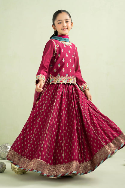 3 Piece Embroidered Silk Net Suit - Kids Clothes - available at Maria Faisal in UK and USA