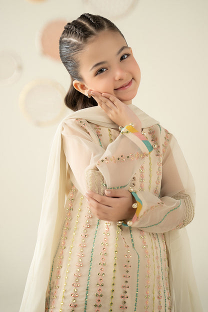 3 Piece Embroidered Organza Suit - Kids Clothes - available at Maria Faisal in UK and USA