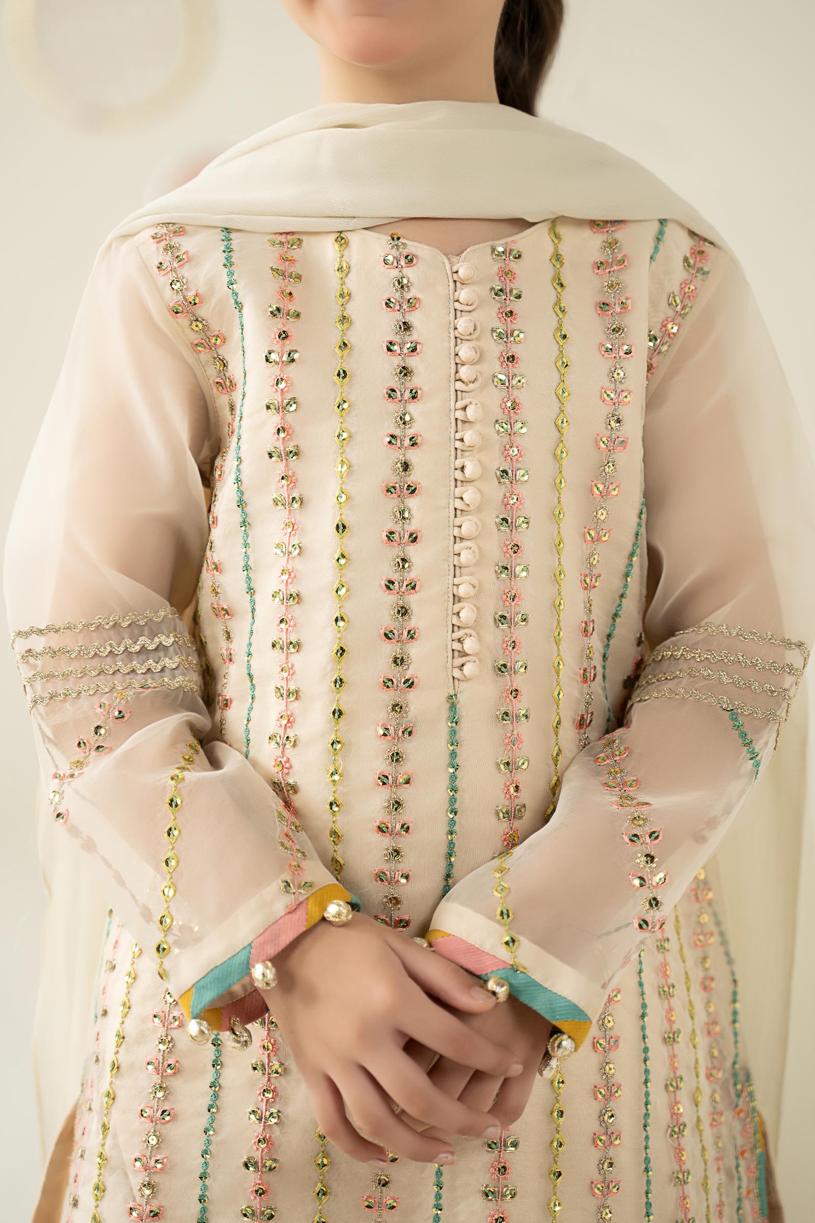 3 Piece Embroidered Organza Suit - Kids Clothes - available at Maria Faisal in UK and USA