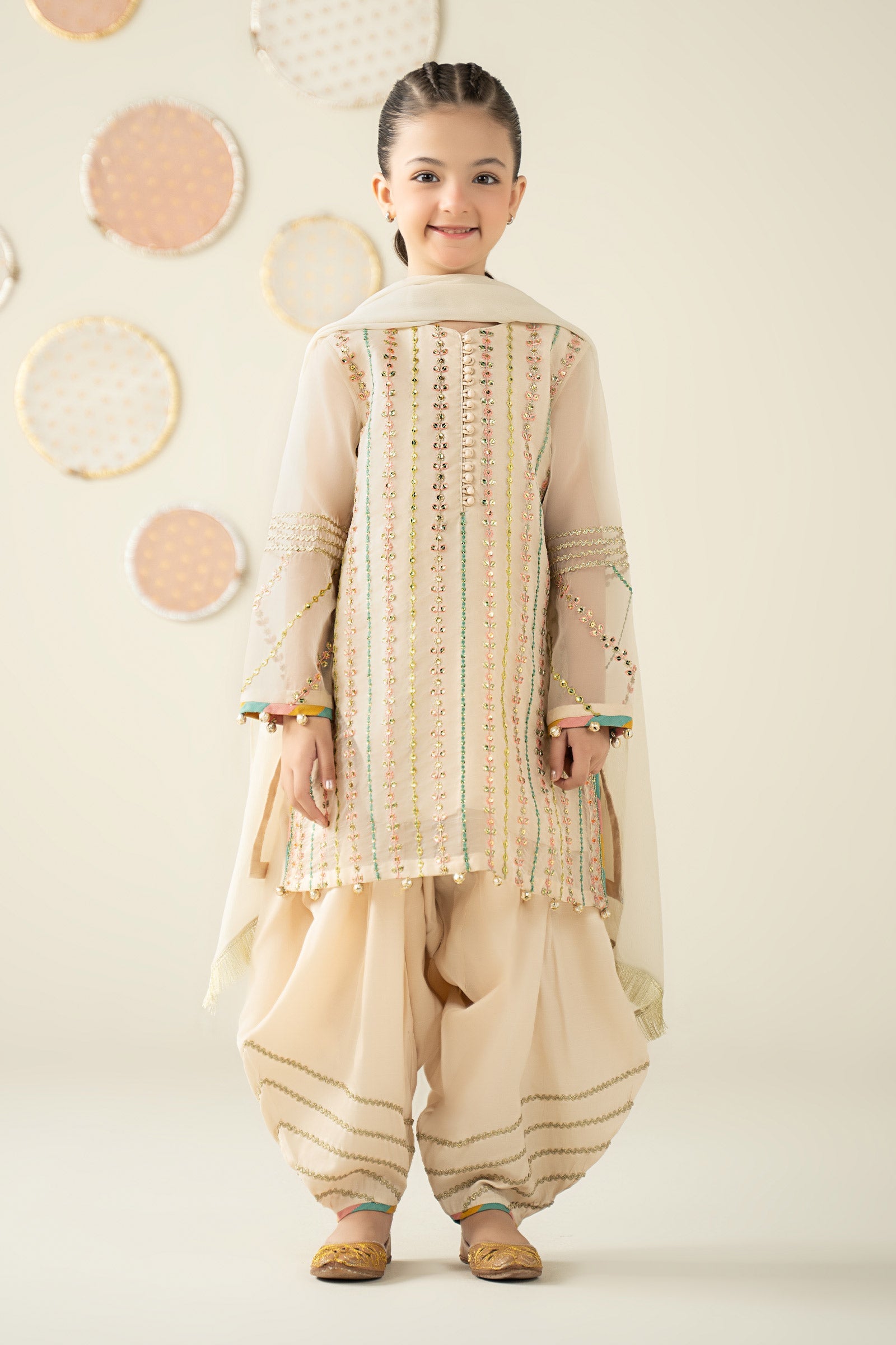 3 Piece Embroidered Organza Suit - Kids Clothes - available at Maria Faisal in UK and USA