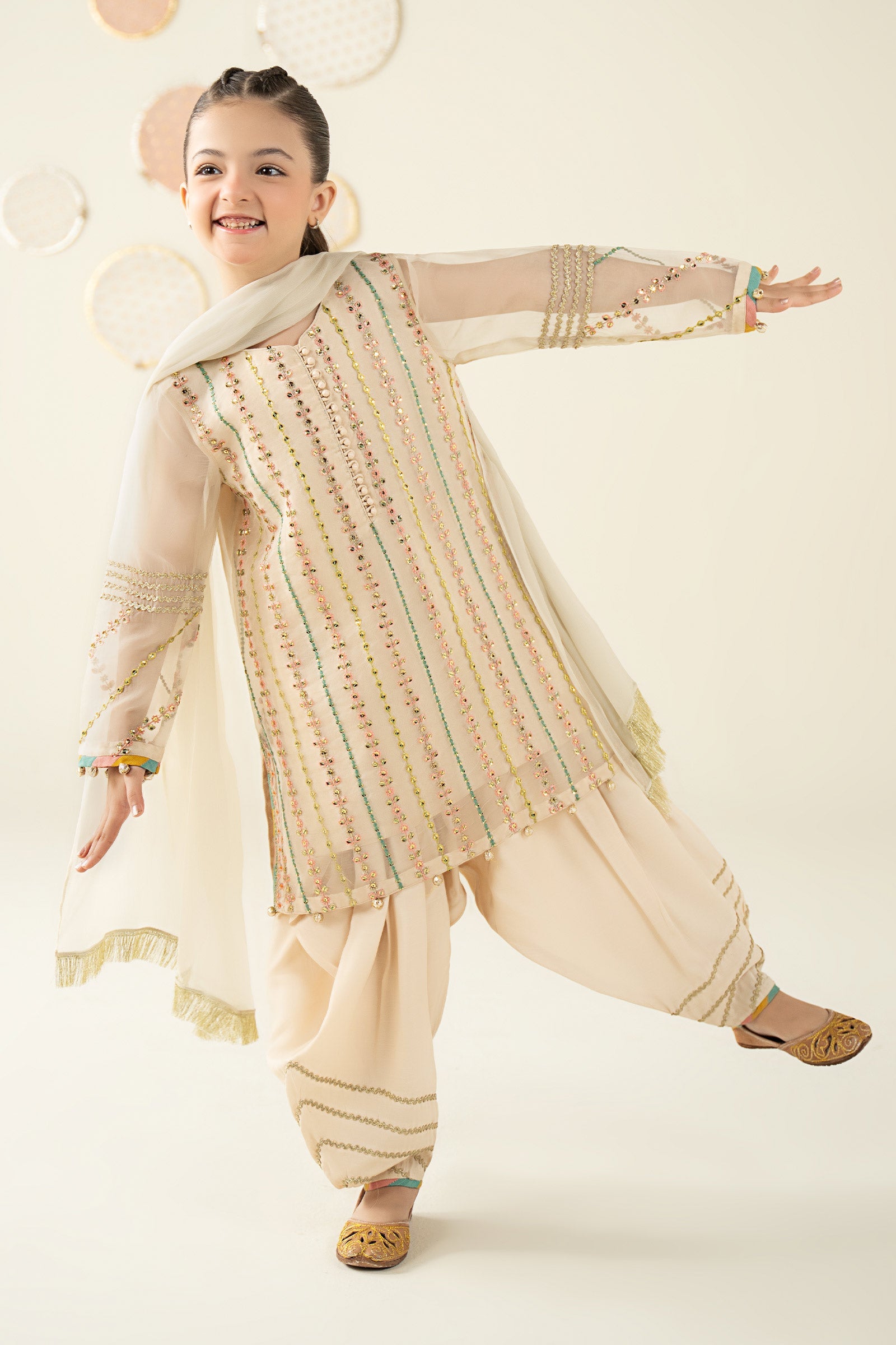 3 Piece Embroidered Organza Suit - Kids Clothes - available at Maria Faisal in UK and USA