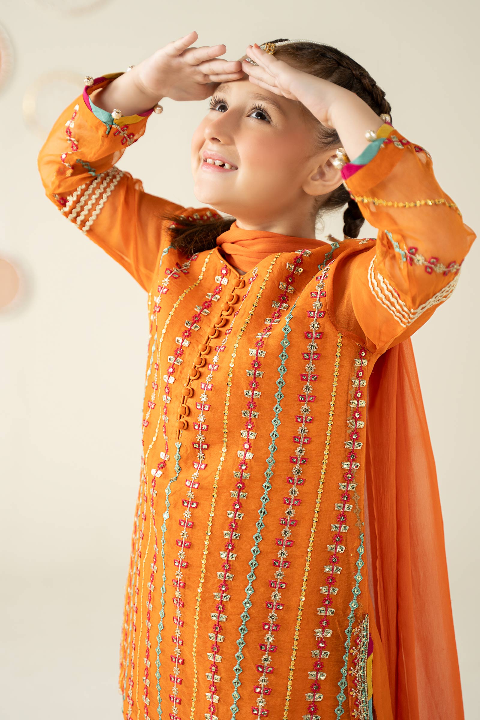 3 Piece Embroidered Organza Suit - Kids Clothes - available at Maria Faisal in UK and USA