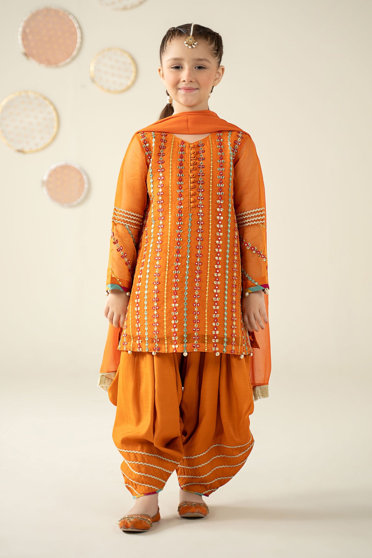 3 Piece Embroidered Organza Suit - Kids Clothing - available at Maria Faisal in UK and USA.