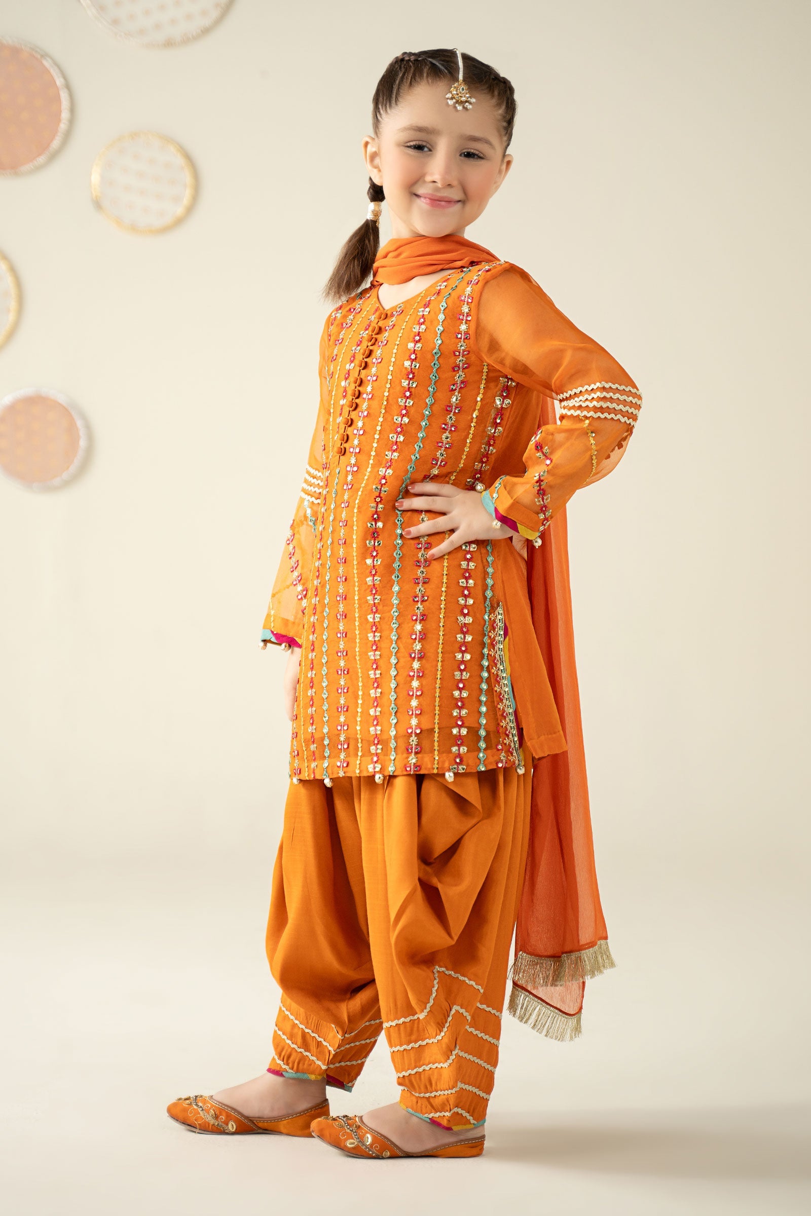 3 Piece Embroidered Organza Suit - Kids Clothing - available at Maria Faisal in UK and USA.