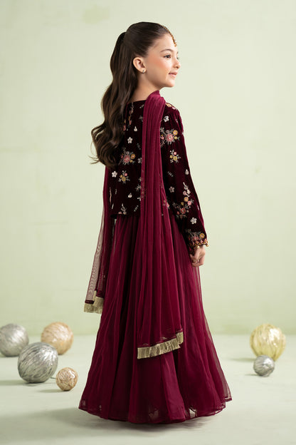 3 Piece Embroidered Velvet Suit - Kids Clothes - available at Maria Faisal in UK and USA