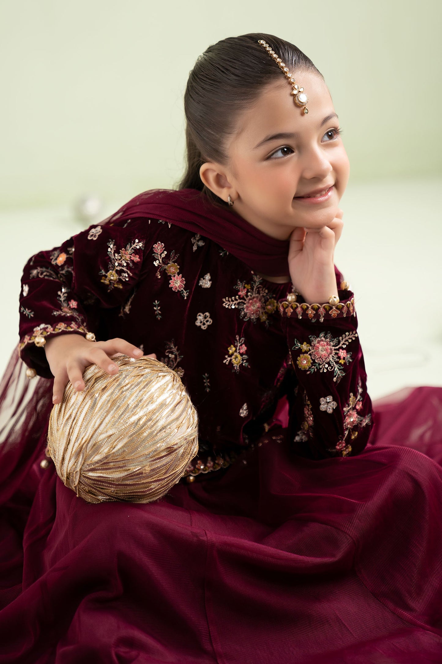 3 Piece Embroidered Velvet Suit - Kids Clothes - available at Maria Faisal in UK and USA