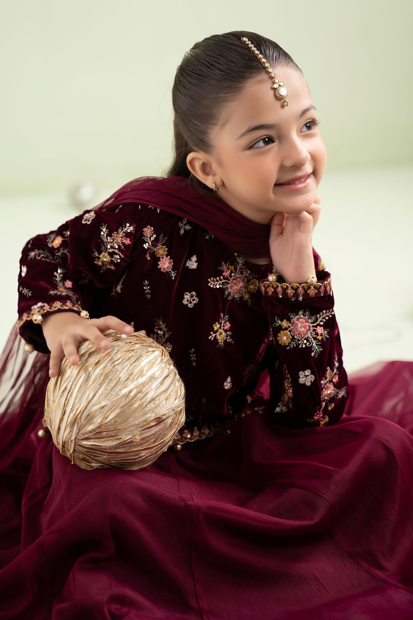 3 Piece Embroidered Velvet Suit - Kids Clothes - available at Maria Faisal in UK and USA