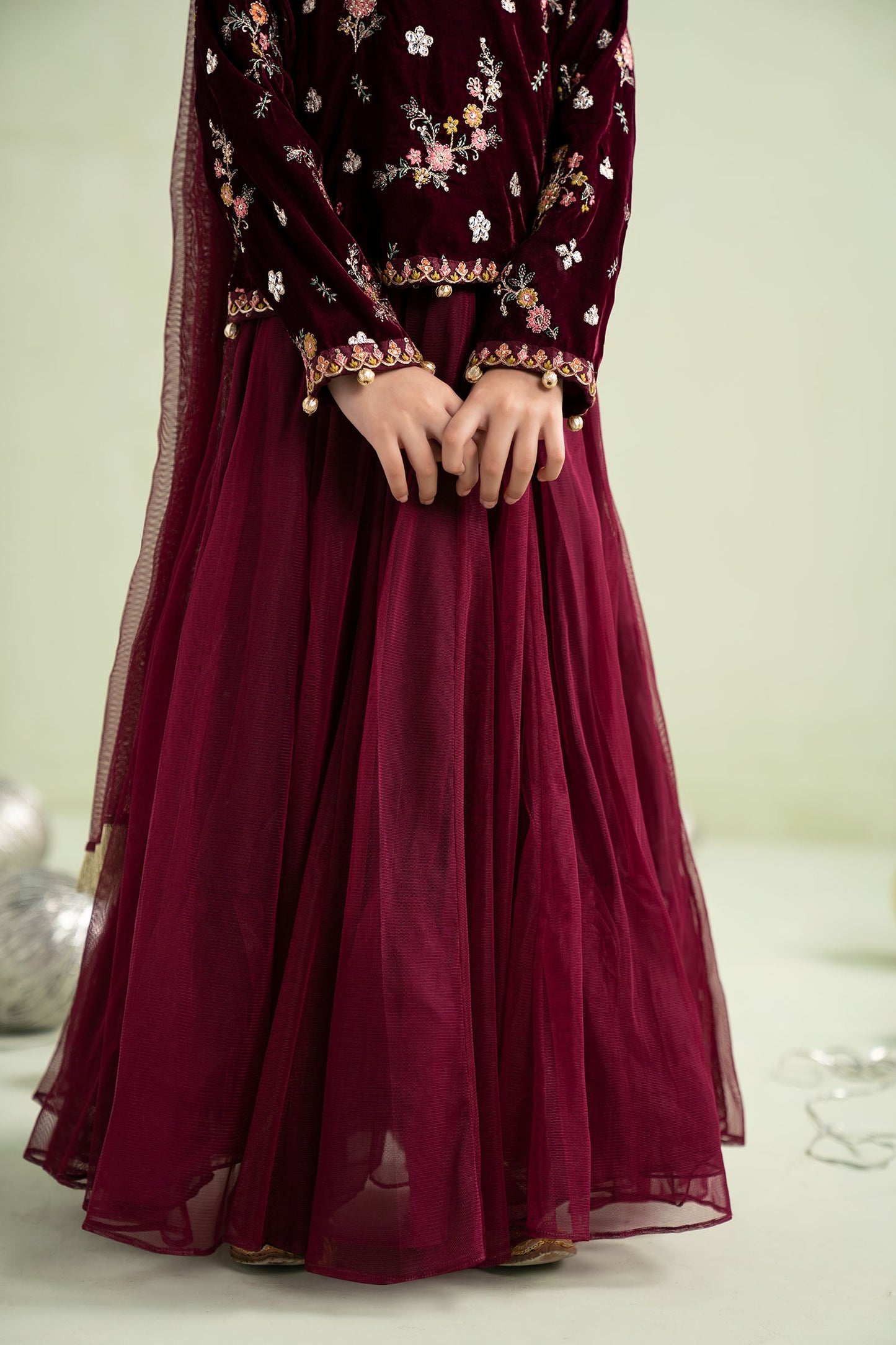 3 Piece Embroidered Velvet Suit - Kids Clothes - available at Maria Faisal in UK and USA