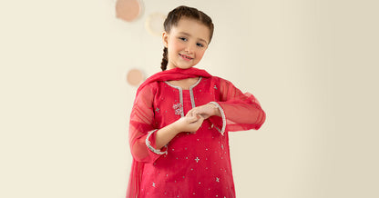 3 Piece Embellished Organza Suit - Kids Clothing - available at Maria Faisal in UK and USA.