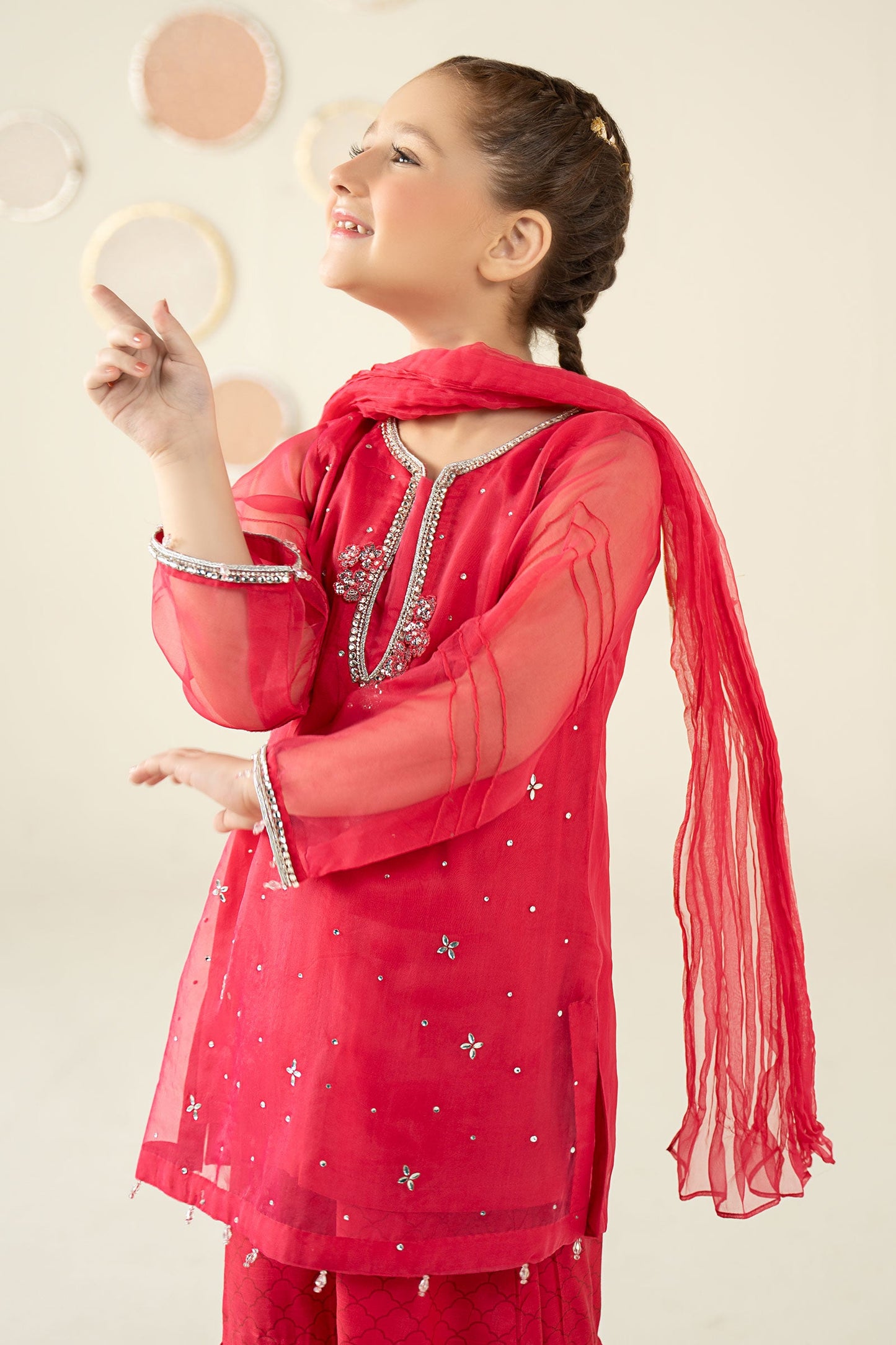 3 Piece Embellished Organza Suit - Kids Clothes - available at Maria Faisal in UK and USA