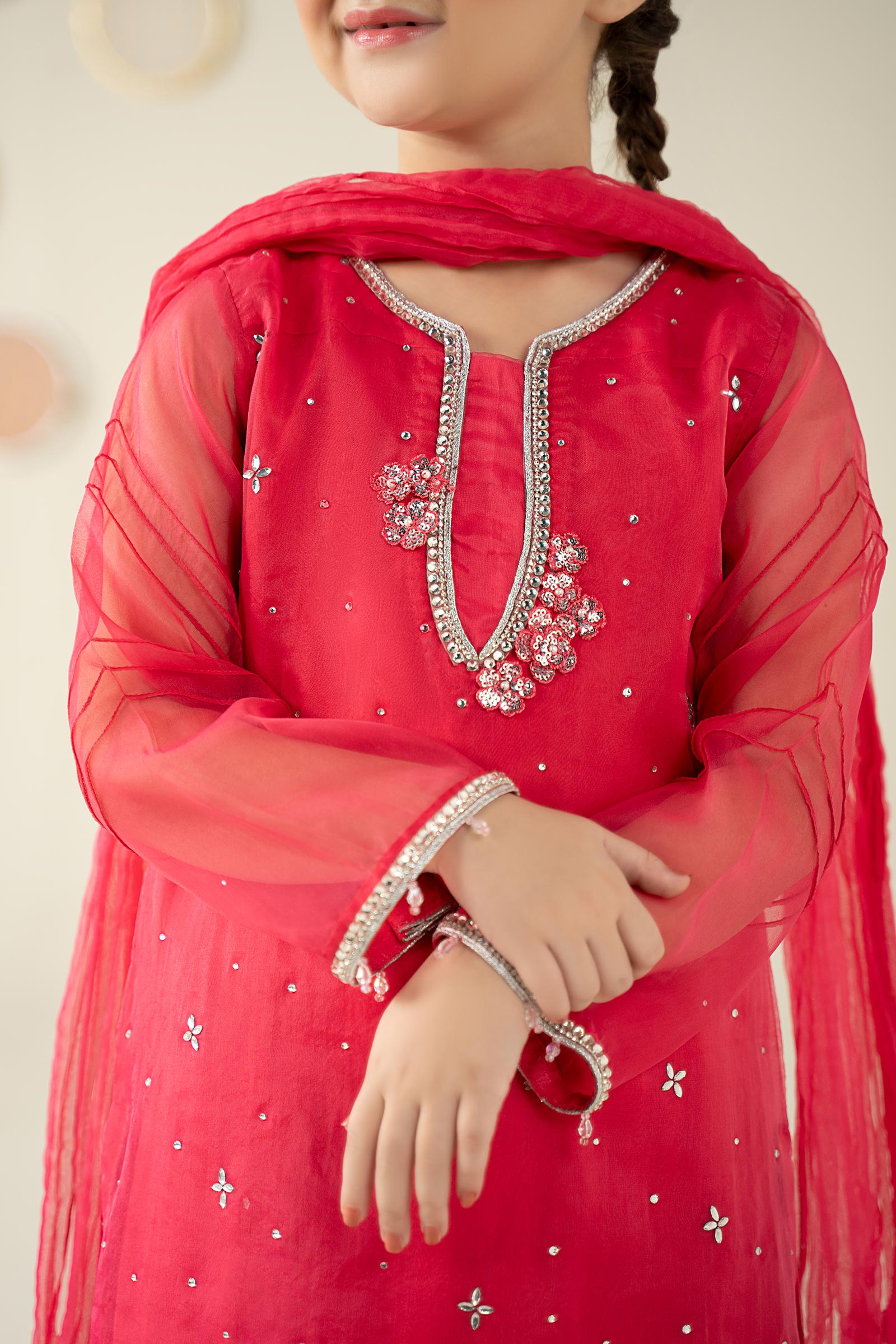 3 Piece Embellished Organza Suit - Kids Clothes - available at Maria Faisal in UK and USA