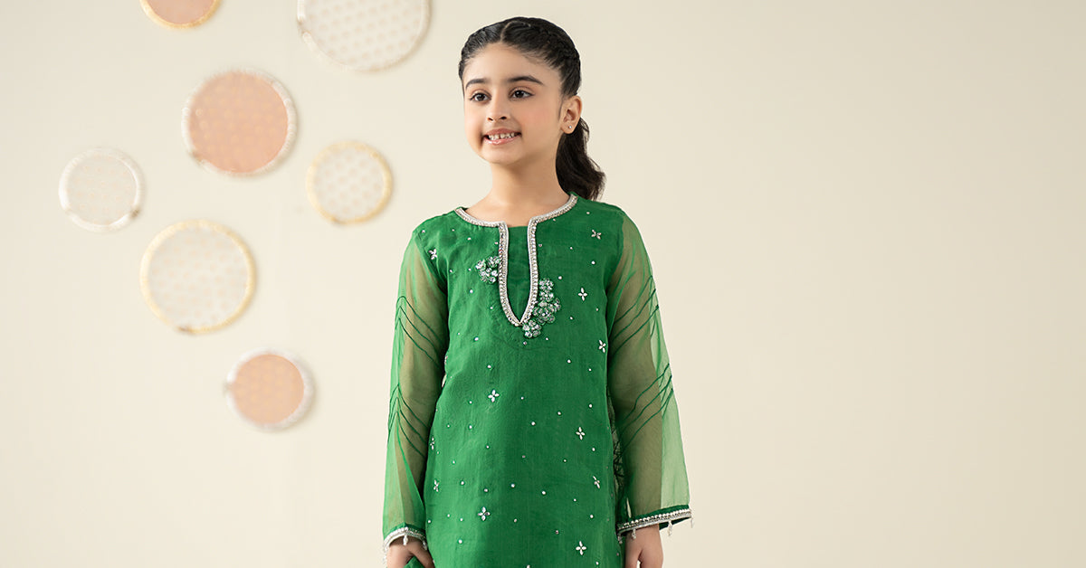 3 Piece Embellished Organza Suit - Kids Clothing - available at Maria Faisal in UK and USA.
