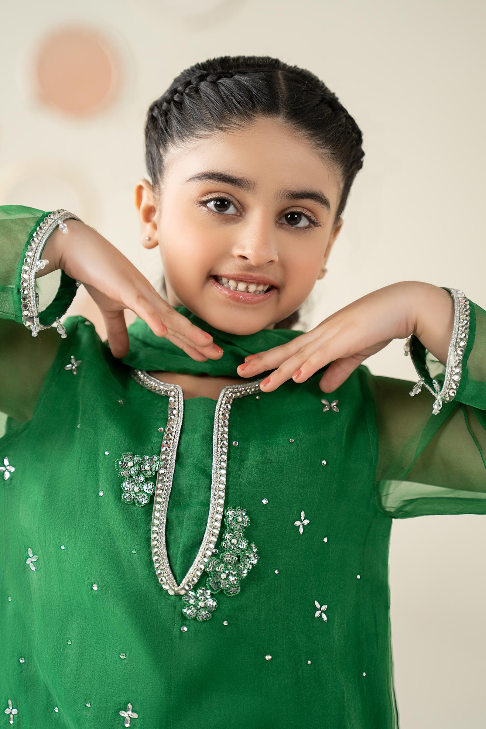 3 Piece Embellished Organza Suit - Kids Clothes - available at Maria Faisal in UK and USA