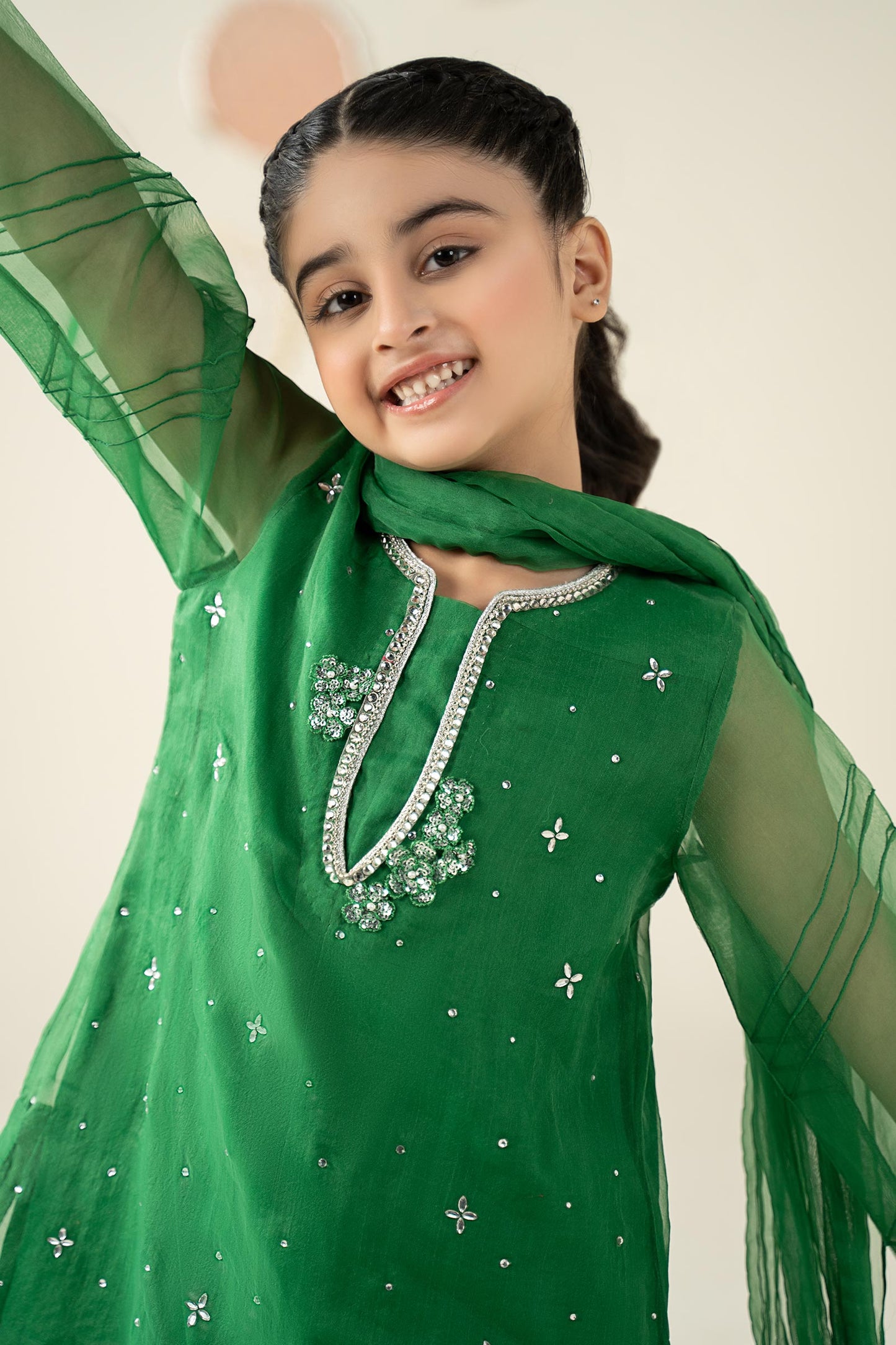 3 Piece Embellished Organza Suit - Kids Clothing - available at Maria Faisal in UK and USA.
