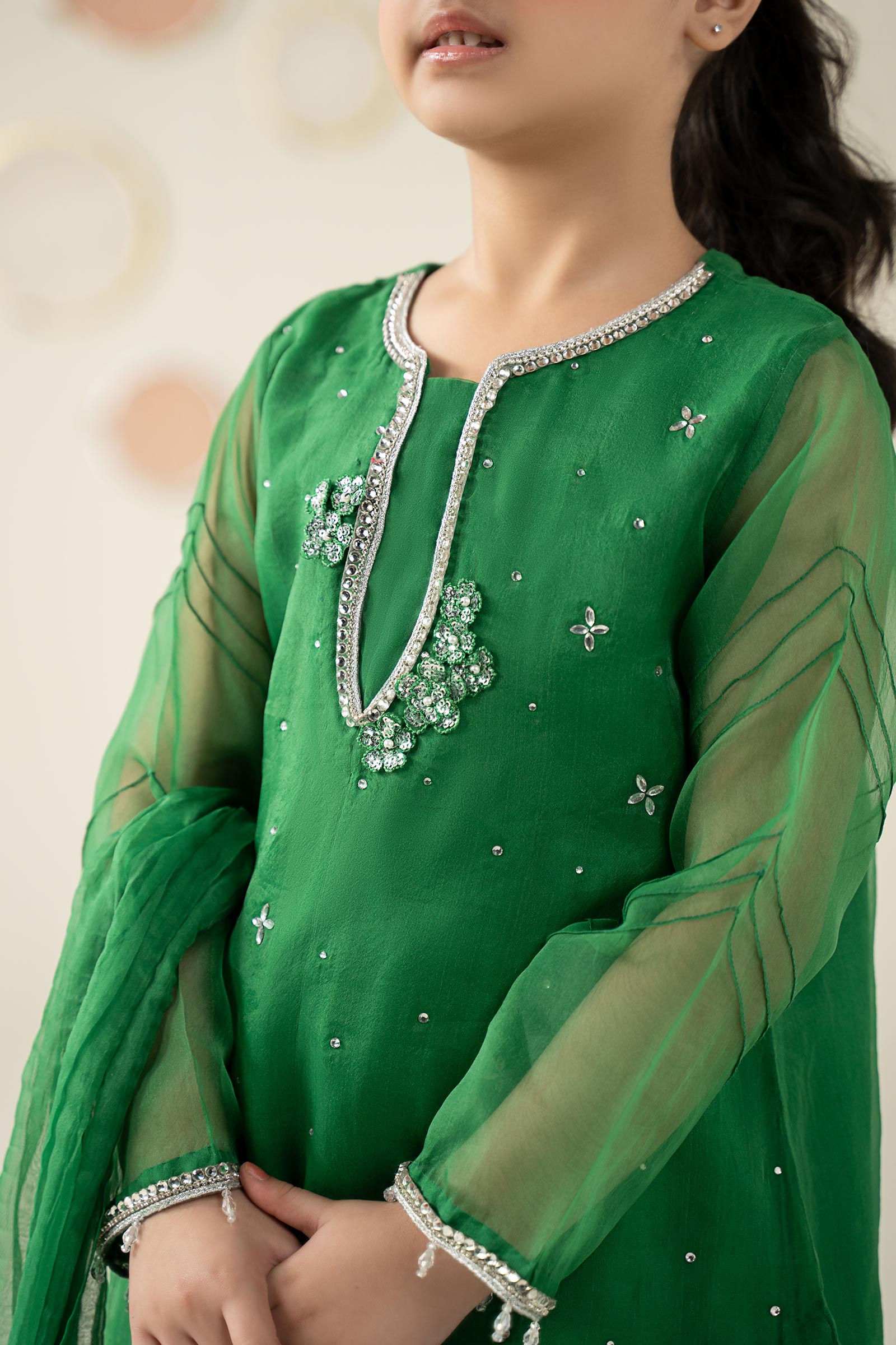 3 Piece Embellished Organza Suit - Kids Clothes - available at Maria Faisal in UK and USA