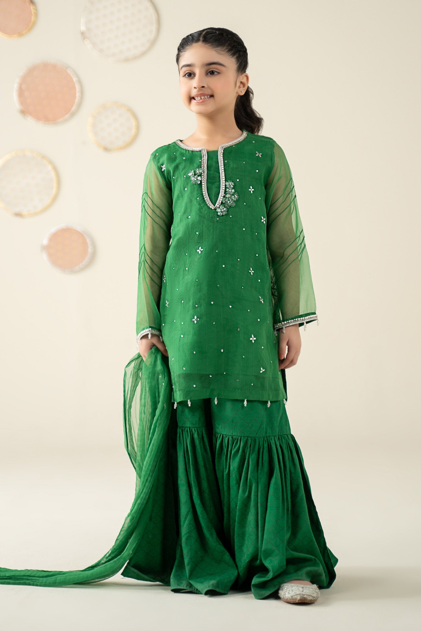 3 Piece Embellished Organza Suit - Kids Clothing - available at Maria Faisal in UK and USA.