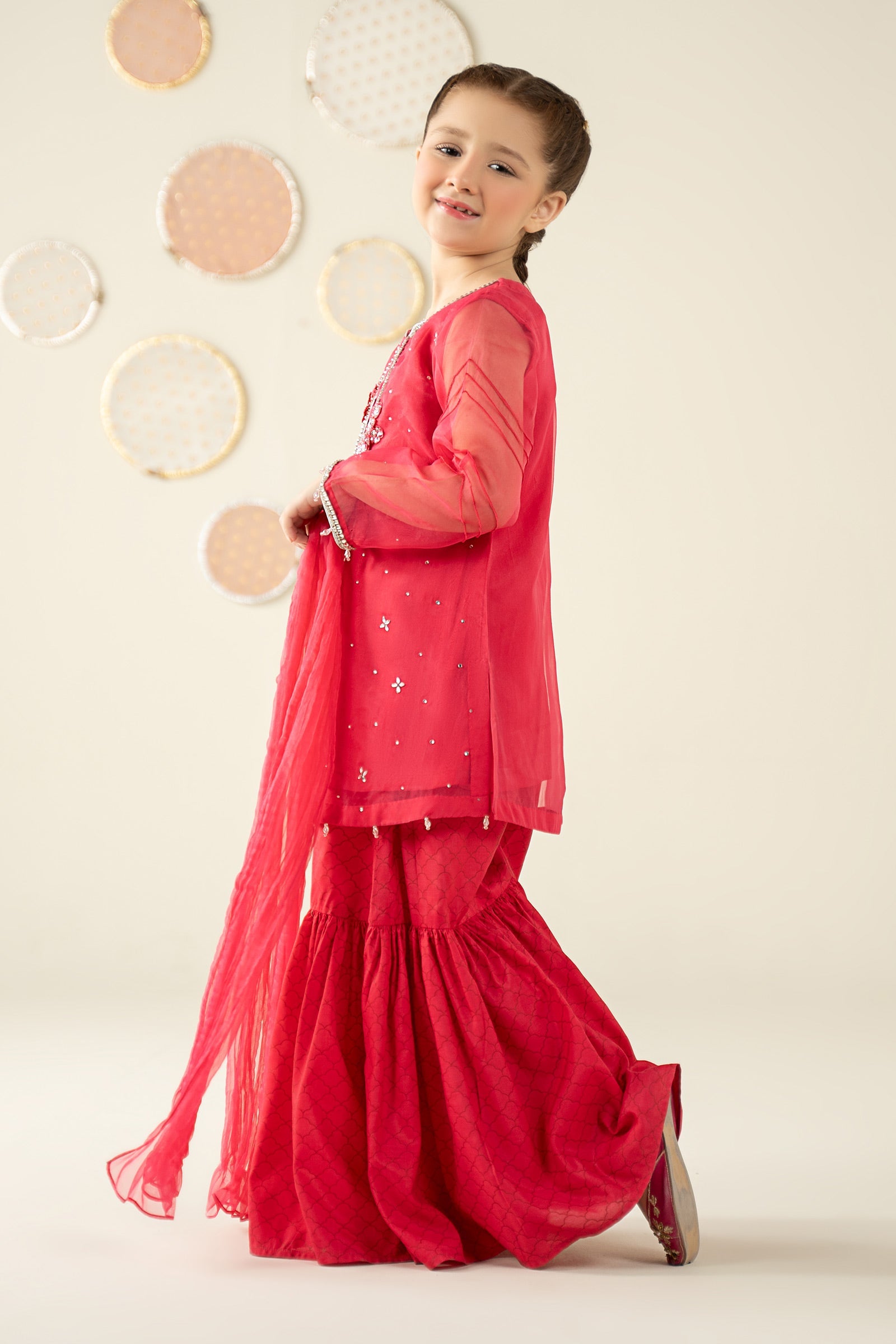 3 Piece Embellished Organza Suit - Kids Clothes - available at Maria Faisal in UK and USA