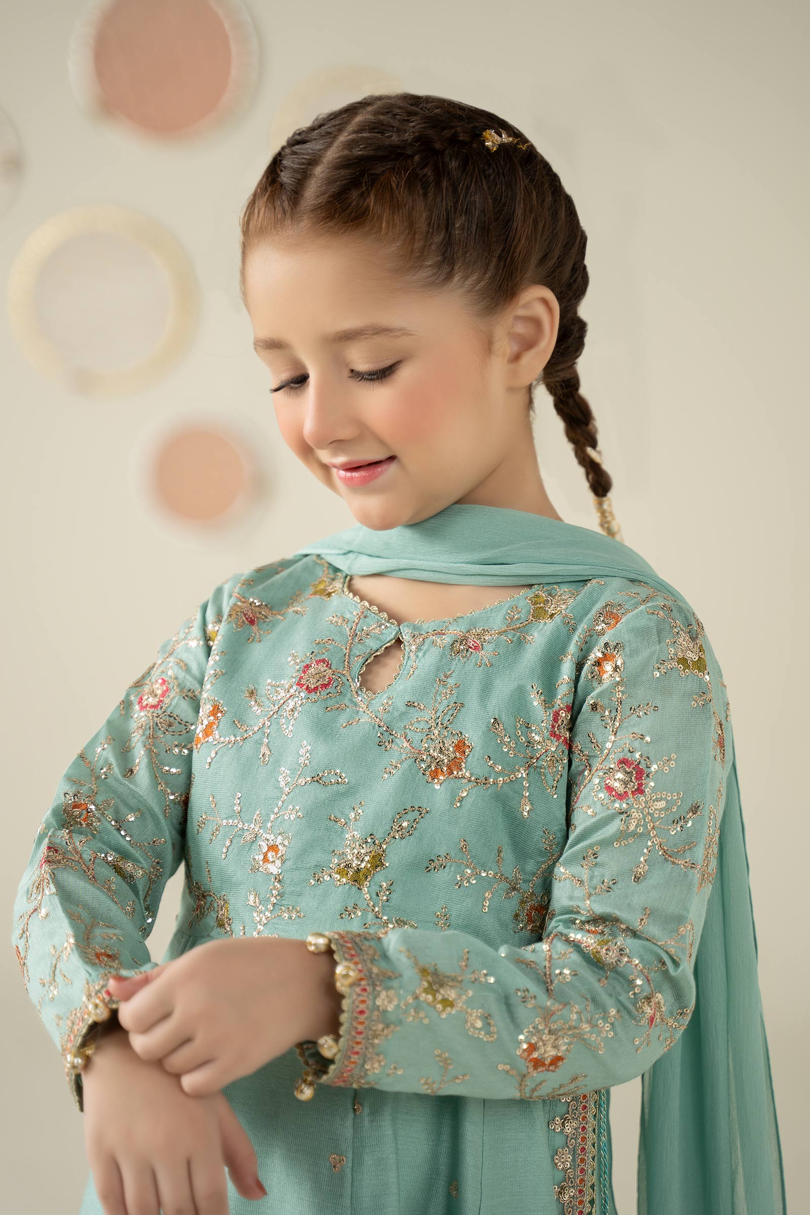3 Piece Embroidered Cotton Silk Suit - Kids Clothes - available at Maria Faisal in UK and USA