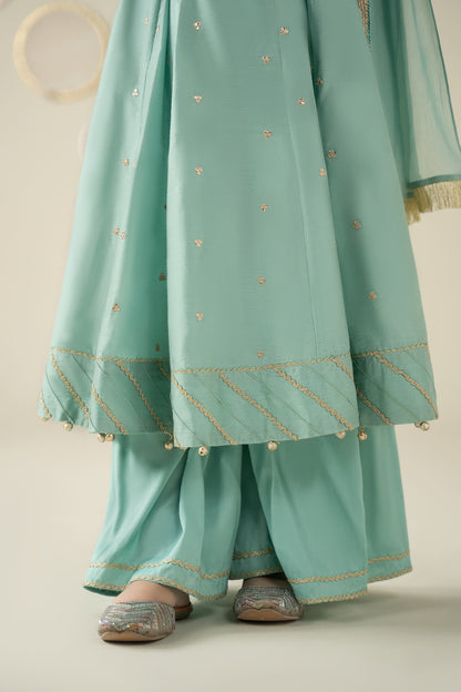 3 Piece Embroidered Cotton Silk Suit - Kids Clothes - available at Maria Faisal in UK and USA