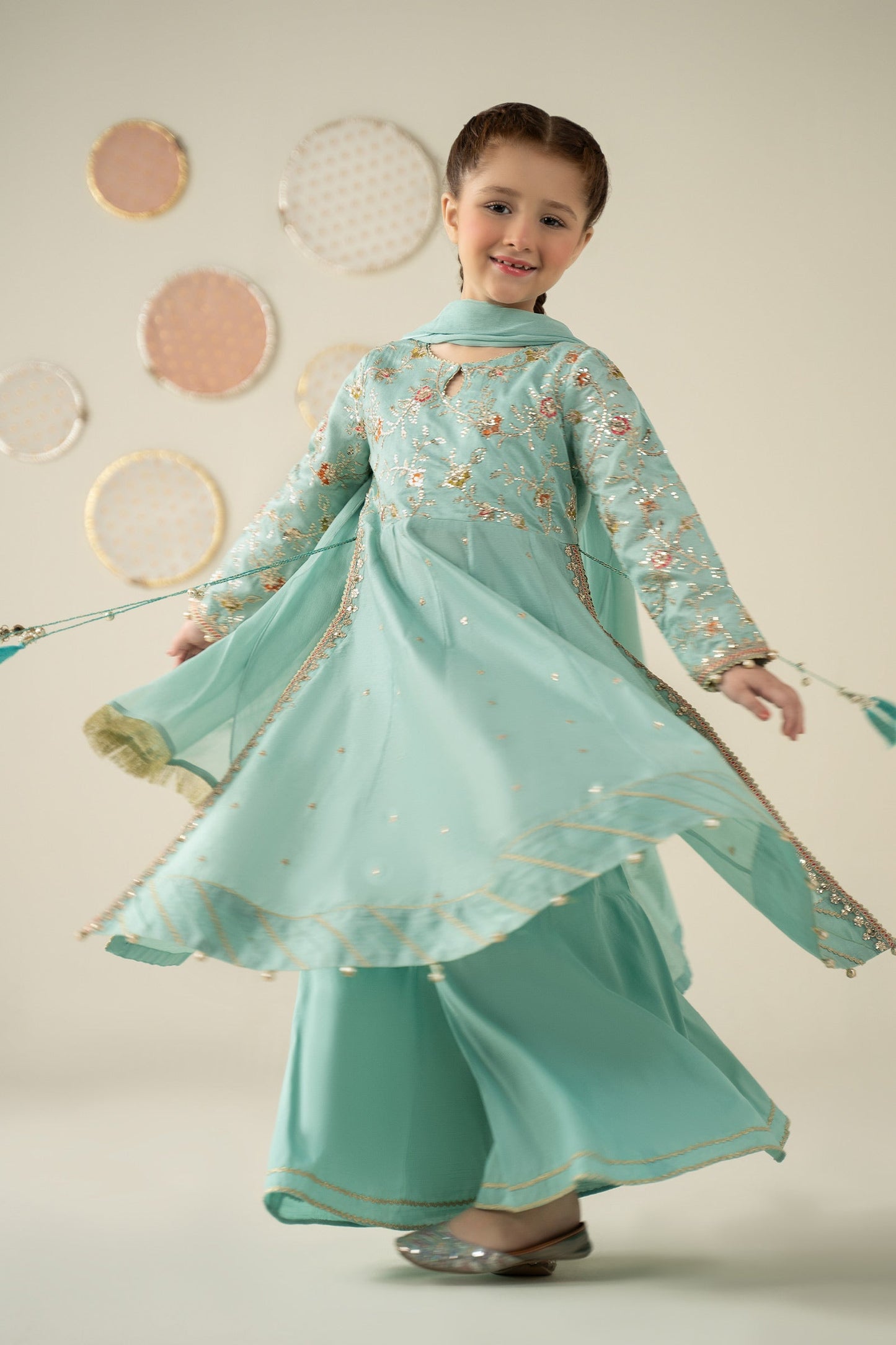3 Piece Embroidered Cotton Silk Suit - Kids Clothes - available at Maria Faisal in UK and USA