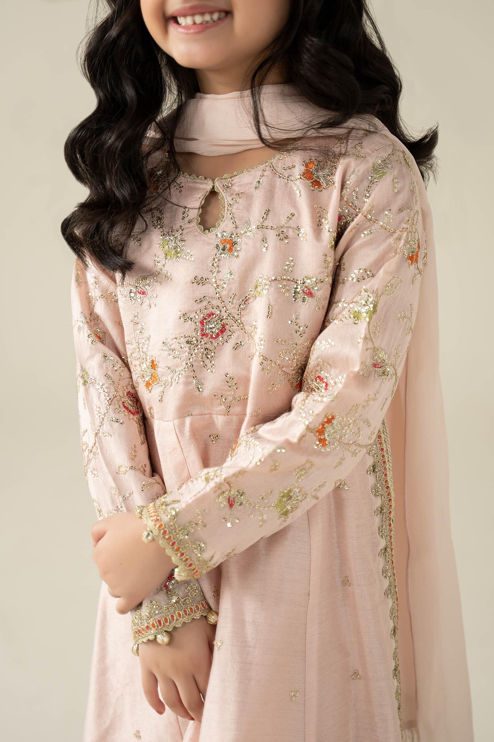 3 Piece Embroidered Cotton Silk Suit - Kids Clothes - available at Maria Faisal in UK and USA
