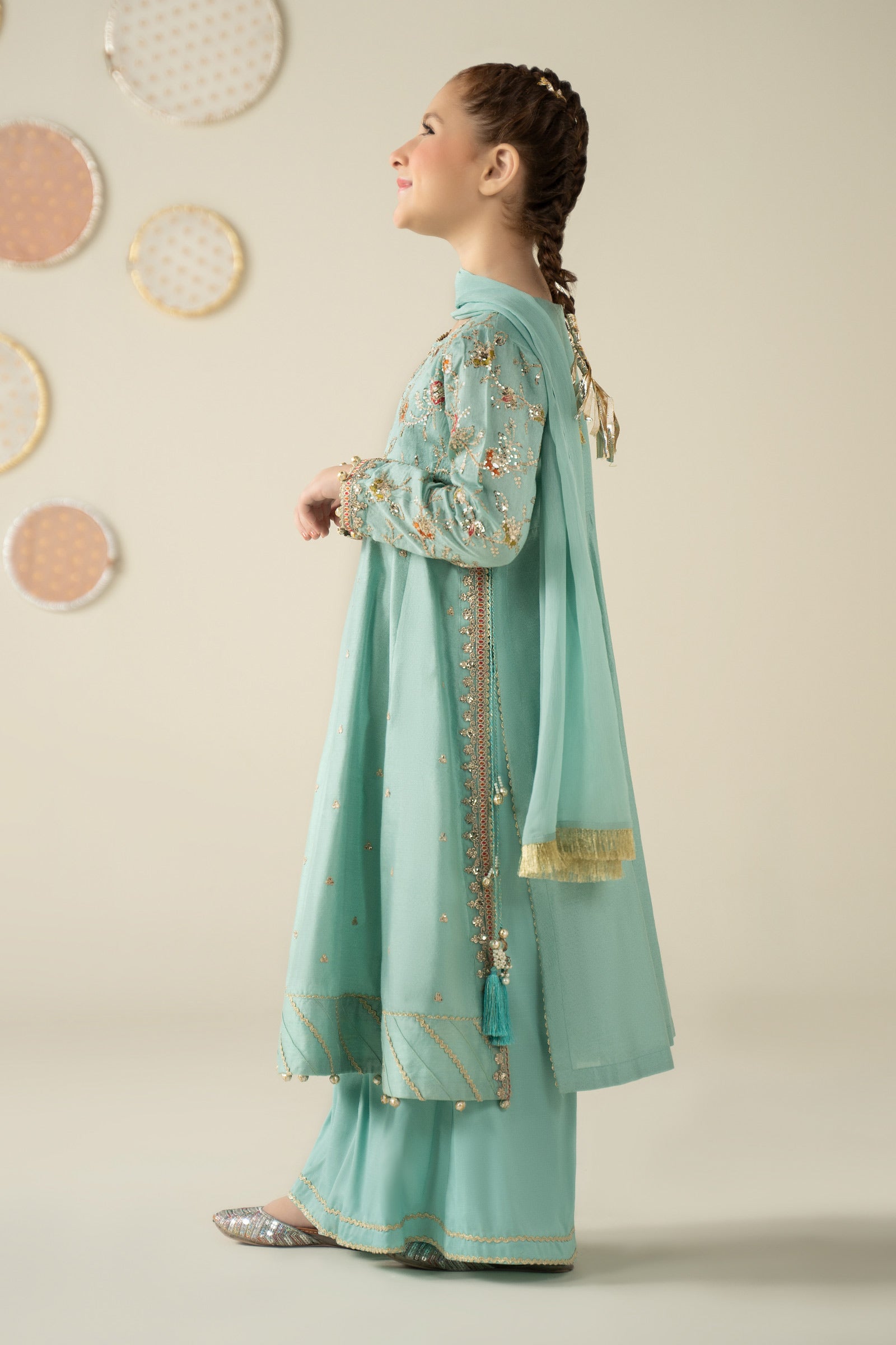 3 Piece Embroidered Cotton Silk Suit - Kids Clothes - available at Maria Faisal in UK and USA