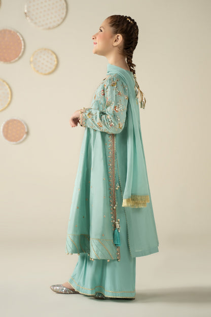 3 Piece Embroidered Cotton Silk Suit - Kids Clothes - available at Maria Faisal in UK and USA