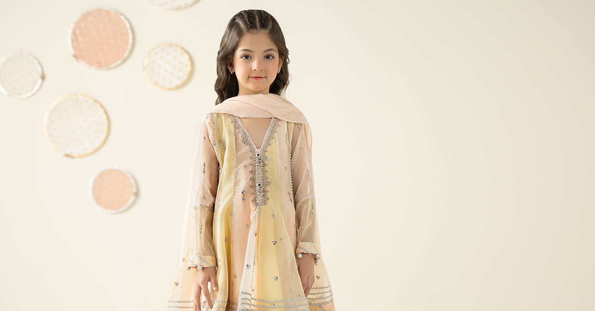 3 Piece Embroidered Organza Suit - Kids Clothing - available at Maria Faisal in UK and USA.