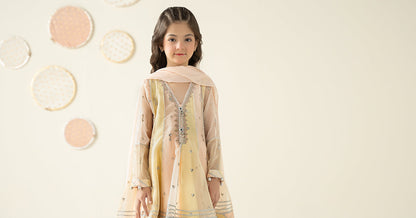 3 Piece Embroidered Organza Suit - Kids Clothing - available at Maria Faisal in UK and USA.