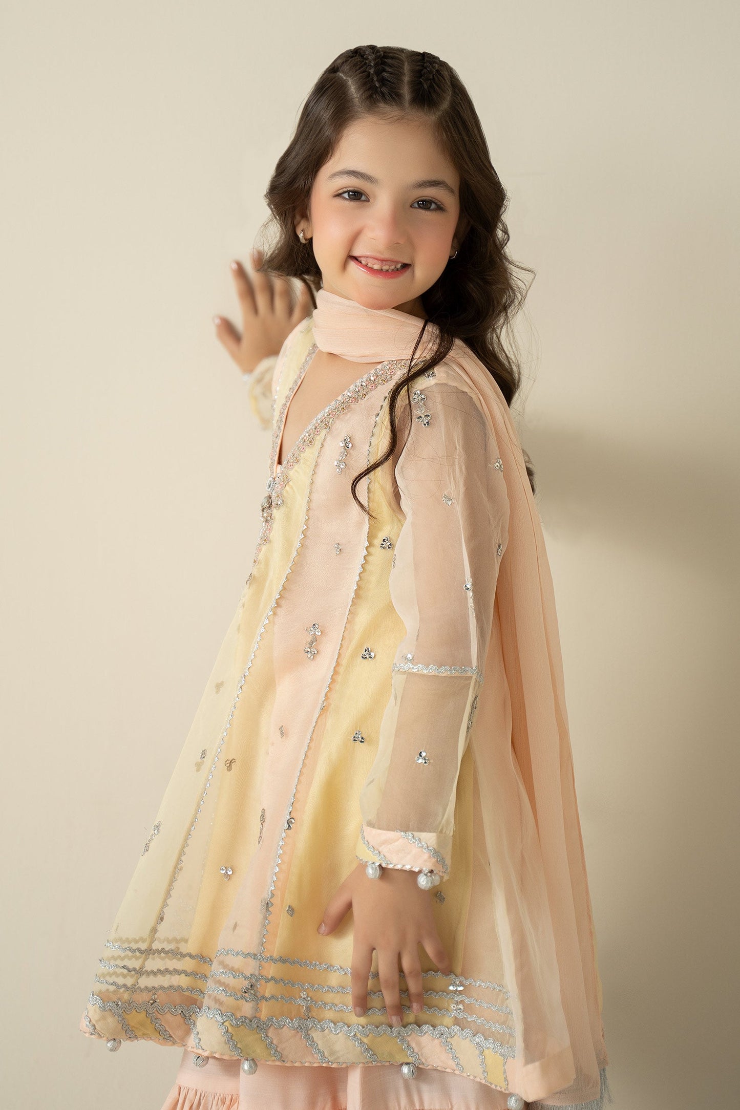 3 Piece Embroidered Organza Suit - Kids Clothing - available at Maria Faisal in UK and USA.