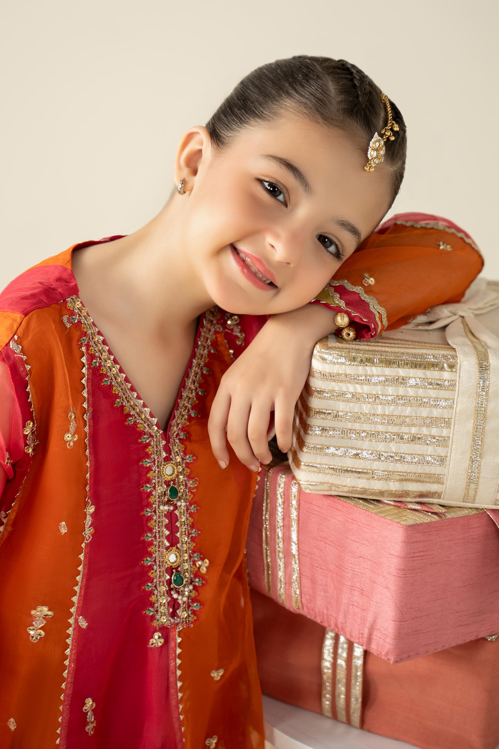 3 Piece Embroidered Organza Suit - Kids Clothes - available at Maria Faisal in UK and USA