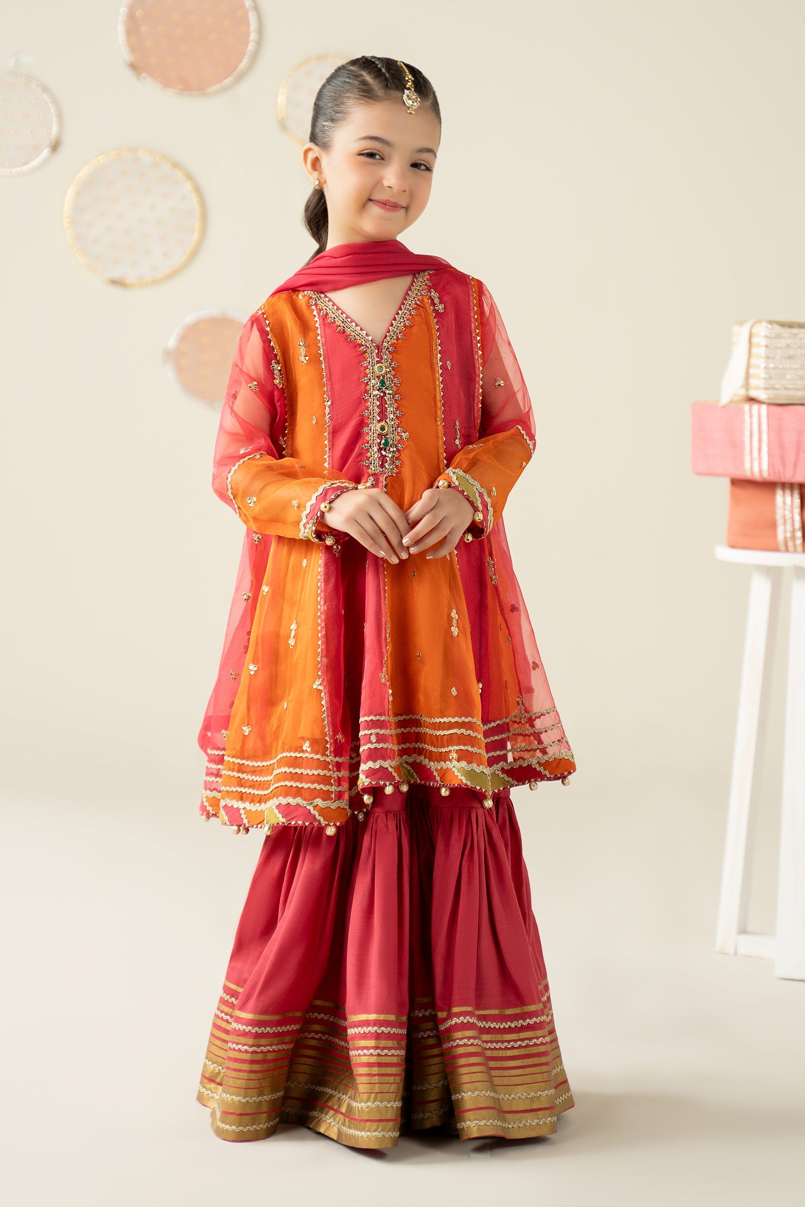 3 Piece Embroidered Organza Suit - Kids Clothes - available at Maria Faisal in UK and USA