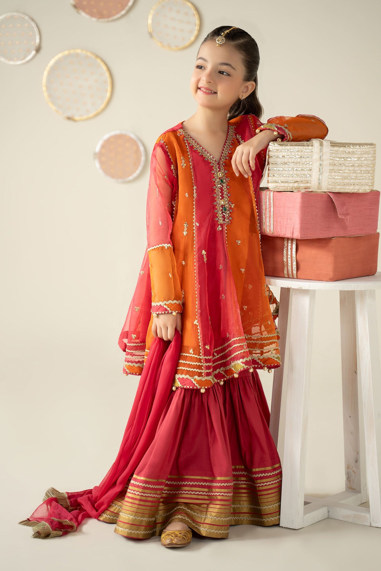 3 Piece Embroidered Organza Suit - Kids Clothing - available at Maria Faisal in UK and USA.