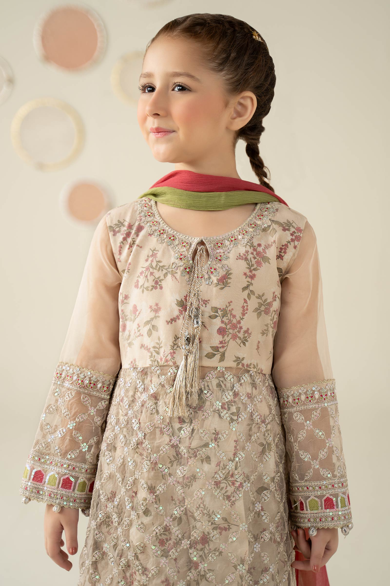 3 Piece Embroidered Organza Suit - Kids Clothes - available at Maria Faisal in UK and USA