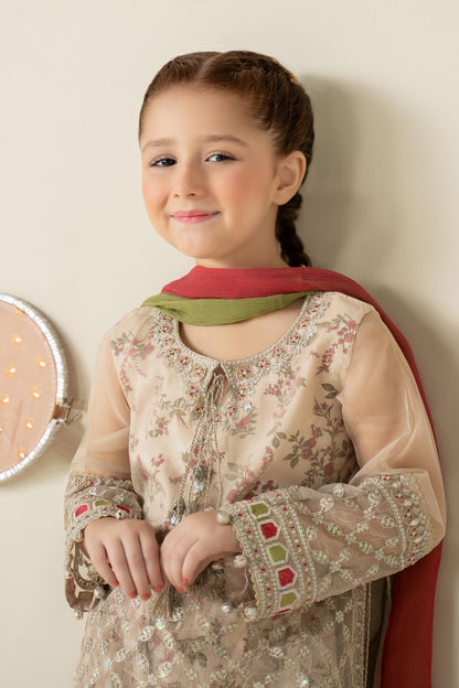 3 Piece Embroidered Organza Suit - Kids Clothing - available at Maria Faisal in UK and USA.