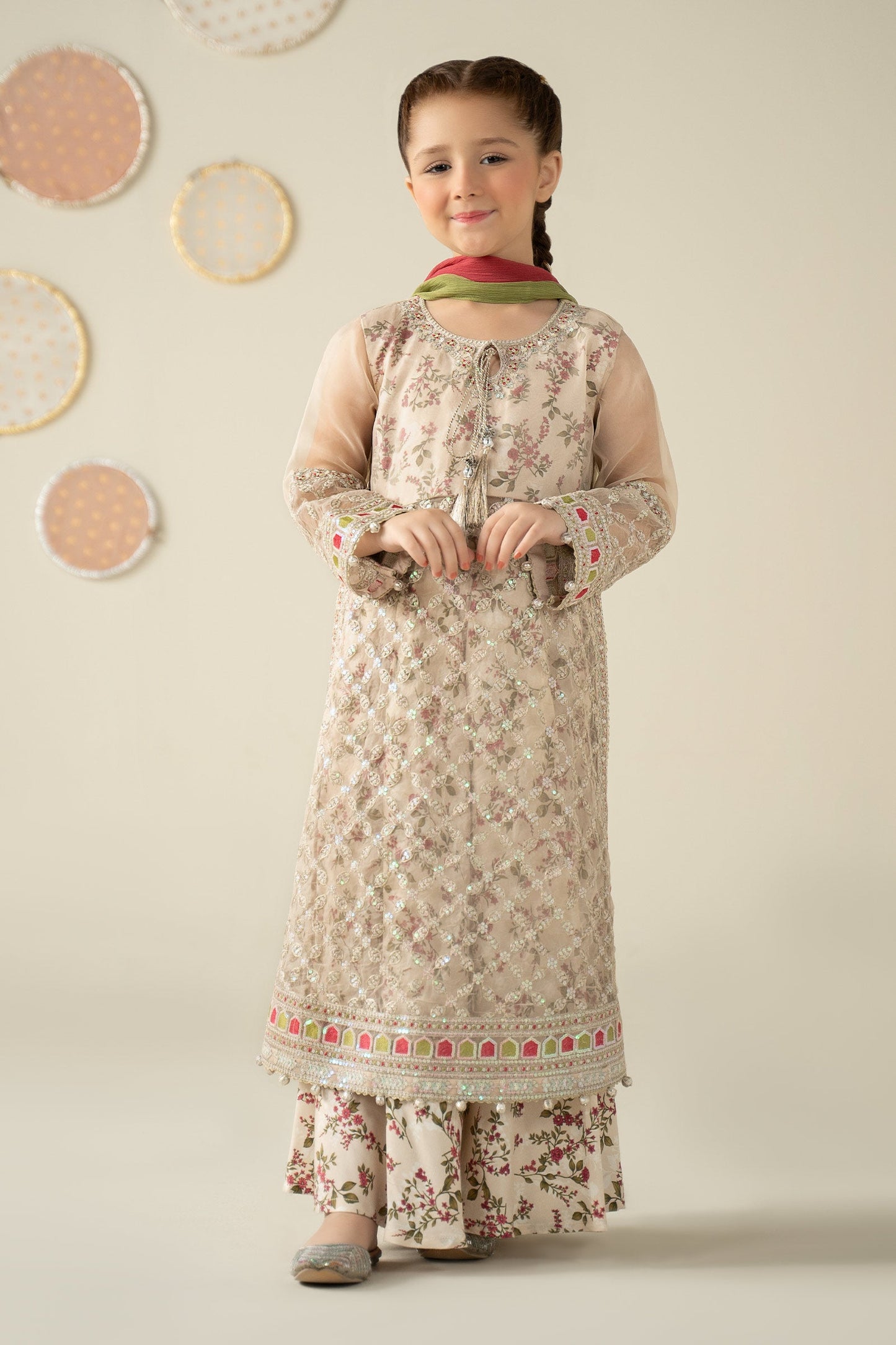 3 Piece Embroidered Organza Suit - Kids Clothing - available at Maria Faisal in UK and USA.